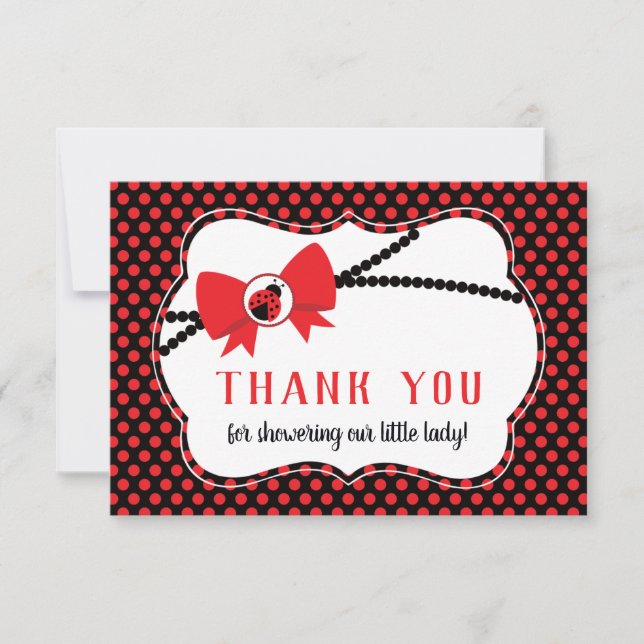 Thank You Card, Baby Shower, Ladybug (Front)