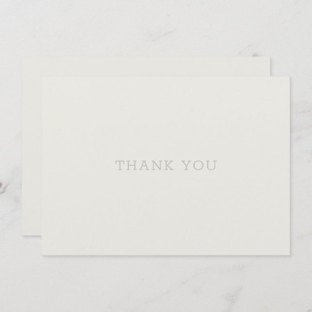 Thank You Card Beige Tan Green Traditional (Front/Back)