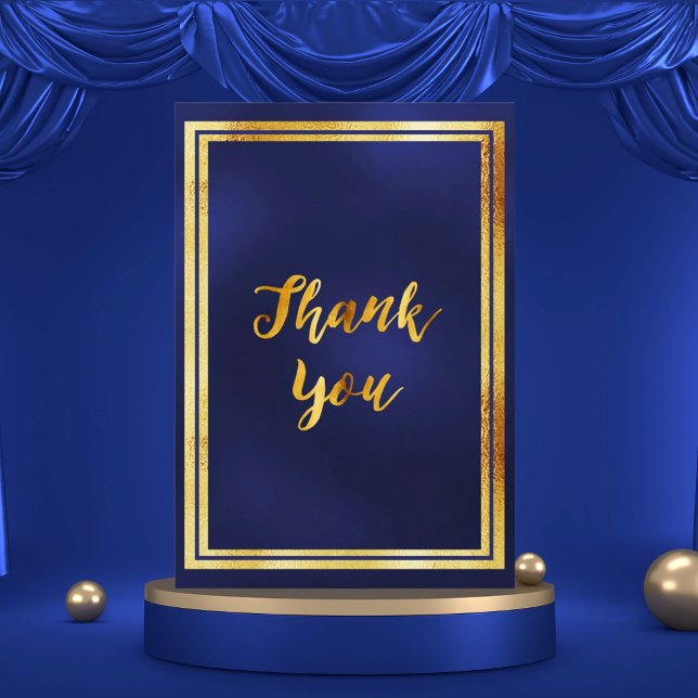 Thank you card birthday dark navy blue gold (Creator Uploaded)