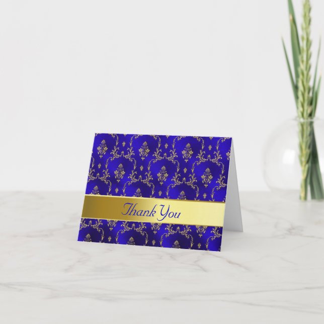 Thank You Card--Blue & Gold (Front)