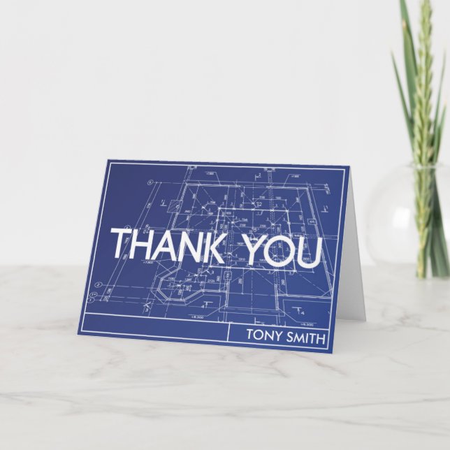 Thank You Card - Blueprint Theme (Front)