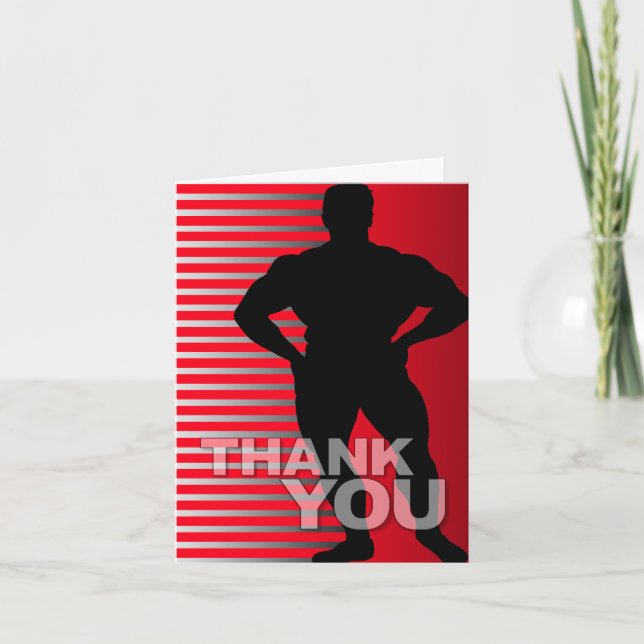Thank You Card Bodybuilder Red Stripe (Front)