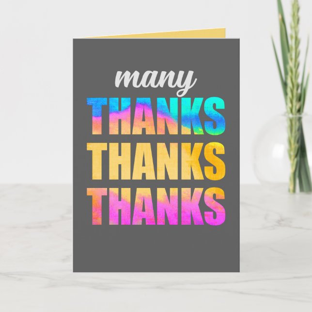 Thank You Card Bold Bright Colourful Letters  (Front)
