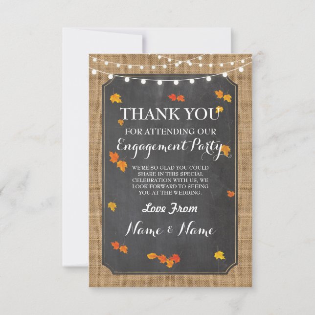 Thank You Card Card Engagement Wedding Fall Leaves (Front)