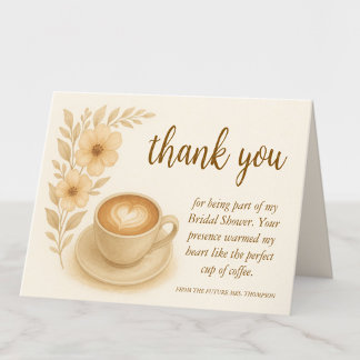 Thank You Card Coffee Themed Bridal Shower