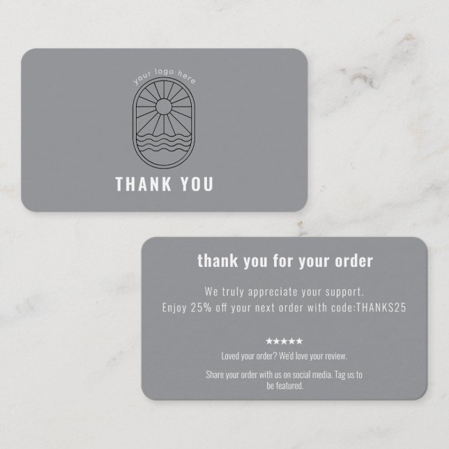 Thank You Card Discount Code Review Logo Business (Front/Back)