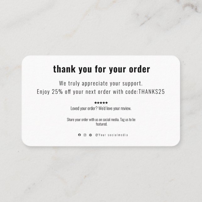 Thank You Card Discount Code Review Small Business (Back)