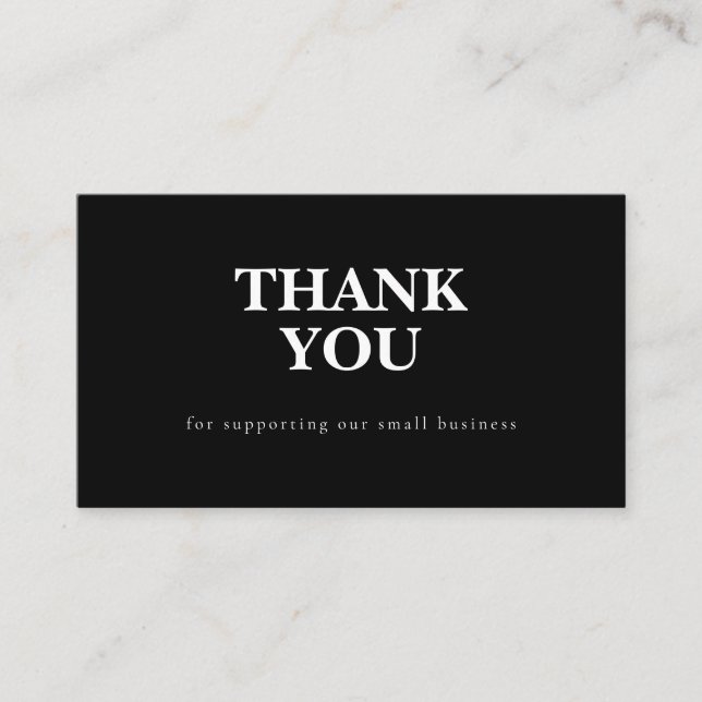 Thank You Card Discount Code Small Business Black (Front)