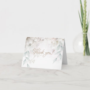 Thank You Card Elegant Alabaster Peonies