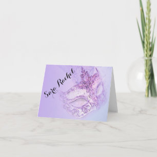 Thank You Card Elegant Masquerade Purple and Pink