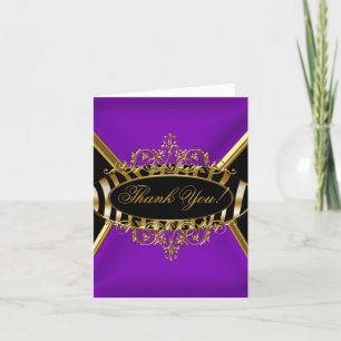 Thank You Card Elegant Purple Zebra Black Gold