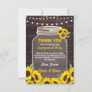 Thank You Card Engagement Wedding Jar Sunflowers