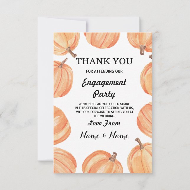Thank You Card Engagement Wedding Pumpkin Fall (Front)