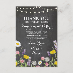 Thank You Card Engagement Wedding Wild Flowers
