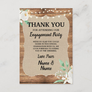 Thank You Card Engagement White Flower Wood
