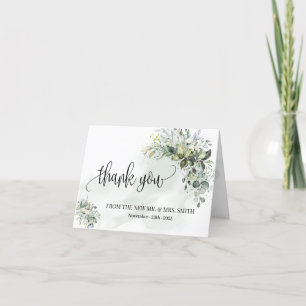 Thank you card eucalyptus succulent wedding folded