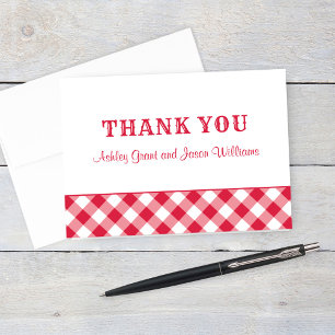 Thank You Card Folded Red Gingham BBQ