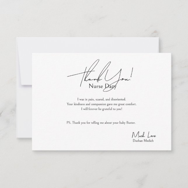 Thank You Card For A Female Nurse (Front)