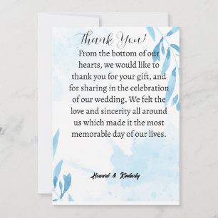 Thank you card for attending a wedding
