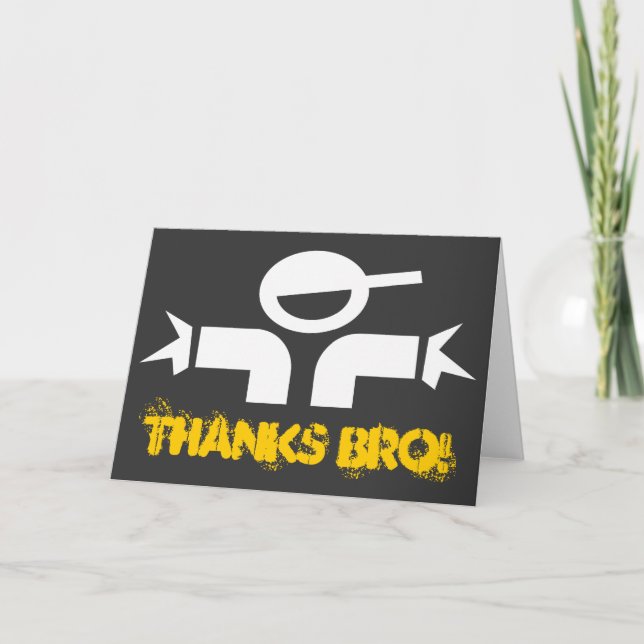 Thank you card for brothers saying 'Thanks Bro' (Front)