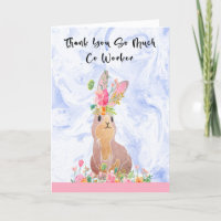 Thank You Card for Co Worker with Bunny