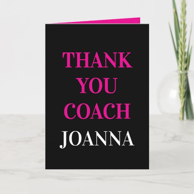 Thank You Card for Coach in Black, Pink and White (Front)