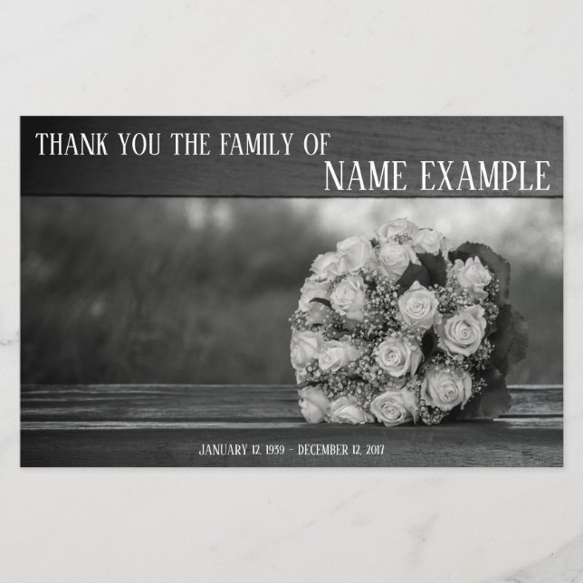 Thank You Card for Funeral and Bereavement (Front)