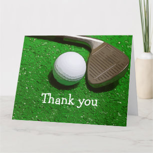 Thank you card for golfer with golf ball and iron