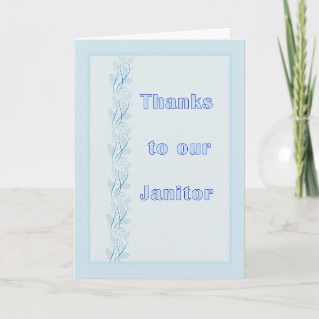 Thank You Card for Janitor in Lt. Blue (Front)