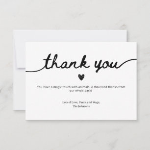 Thank You Card For Pet Caregivers Black & White