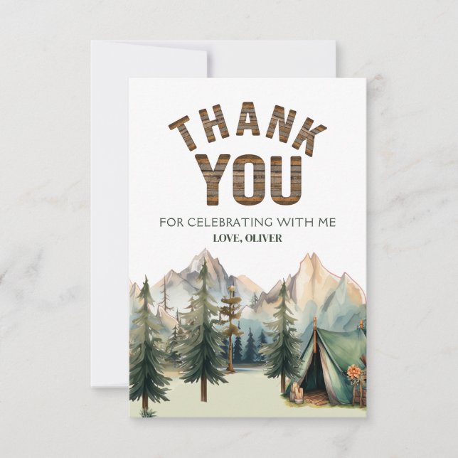 Thank You Card for Rustic Camper Adventure (Front)