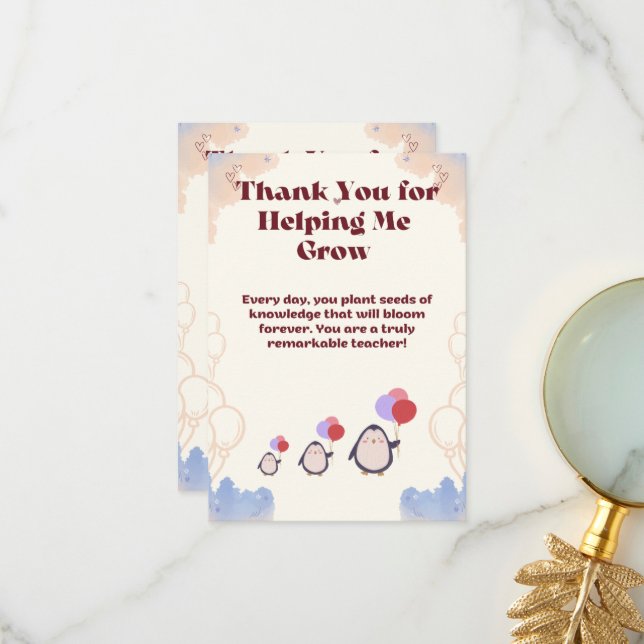 Thank you card for teachers. (Front/Back In Situ)