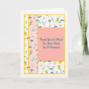 Thank You Card for Volunteer with Vintage Flowers
