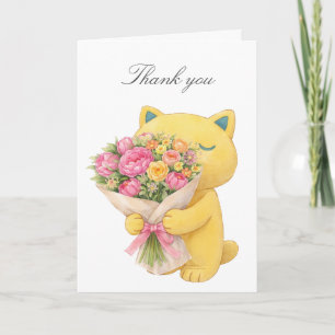 Thank You Card – Gentle Yellow Bear with Flower