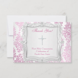 Thank You Card Girl First Holy Communion Cross