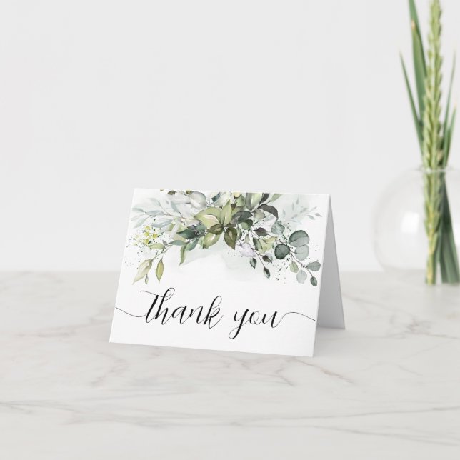 Thank You Card Greenery Baby Shower Folded (Front)