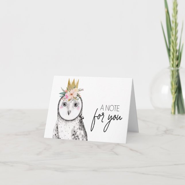 Thank you card, Greeting card,Owl Stationary Note Card (Front)