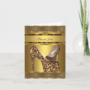 Thank You Card Hi Heel Shoes Leopard Gold 2
