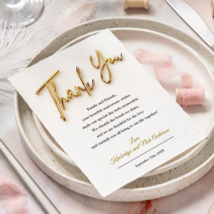 Thank You Card in 3d Gold Text Desing