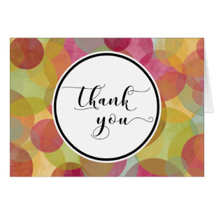 Thank You Card in Circle over Colourful Bubbles