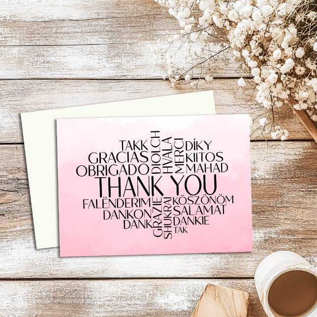 Thank You Card in Different Languages Pink Ombre (Creator Uploaded)