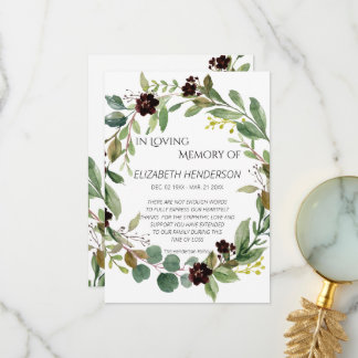 Thank you card in memory of sympathy.