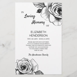 Thank you card in memory of sympathy with rose.