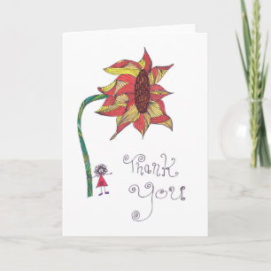Thank you card - ink sunflower