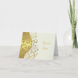 Thank You Card--Ivory & Gold Swirls