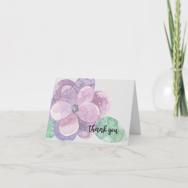 Thank You Card, Large Purple Flower Card (Front)