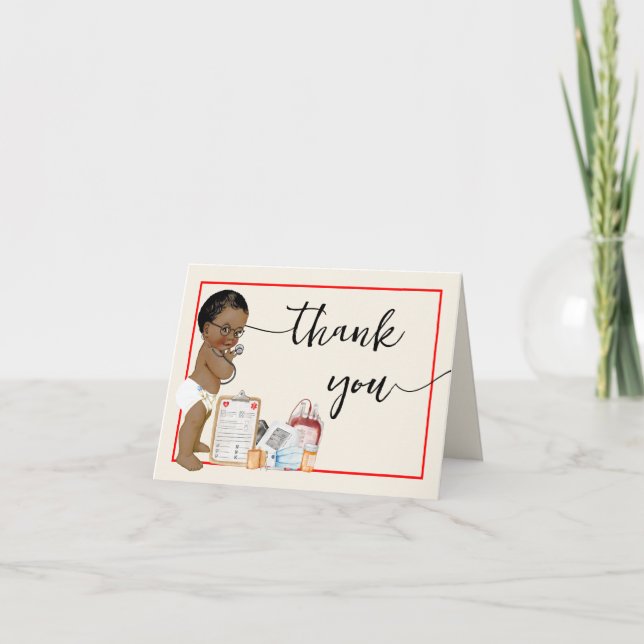 Thank You Card Little Doctor AA Baby Shower (Front)