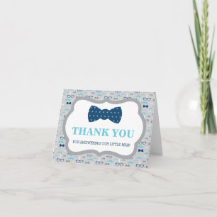 Thank You Card, Little Man, Bow Tie, Baby Blue Card