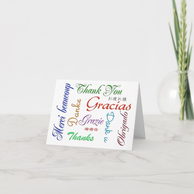 Thank you card. Many languages, custom greeting  Card (Front)