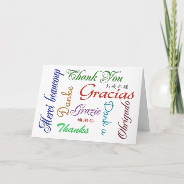 Thank you card many languages customisable (Front)